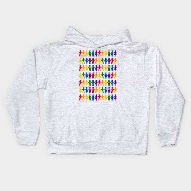 Rainbow People Pattern Kids Hoodie by XOOXOO